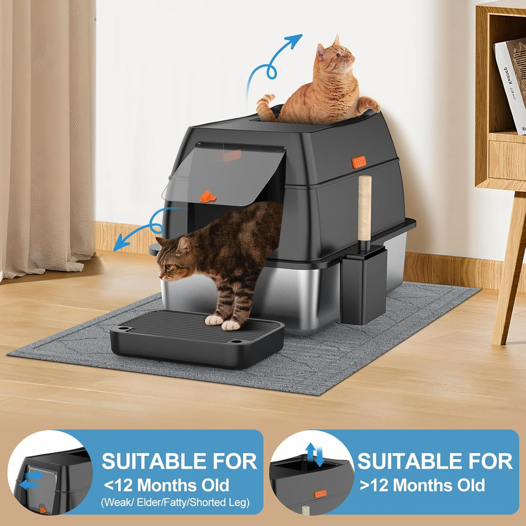 LOBEVE Stainless Steel Litter Box with Lid