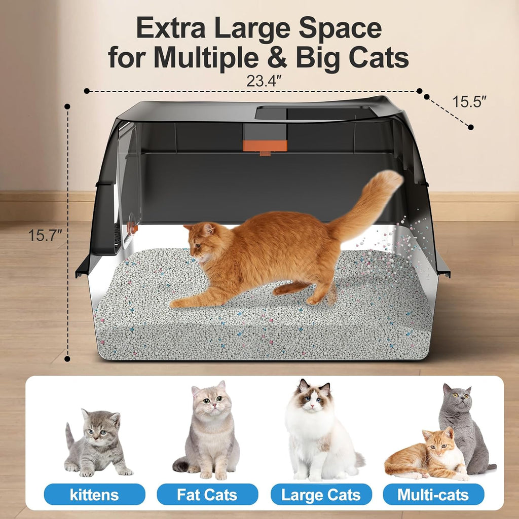 LOBEVE Stainless Steel Litter Box with Lid