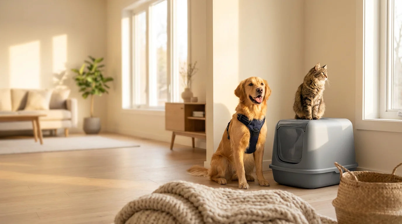 LOBEVE hero banner - dog and cat home lifestyle